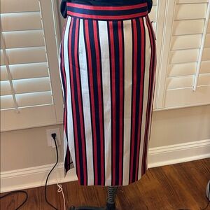 Smythe  Red and Navy Striped Skirt NWT  9-12-30